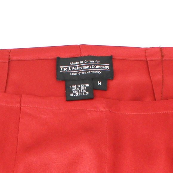 J Peterman 100% Silk Palazzo Wrap Pants Low Crotch High Rise Wide Leg Buttons M - Picture 6 of 16